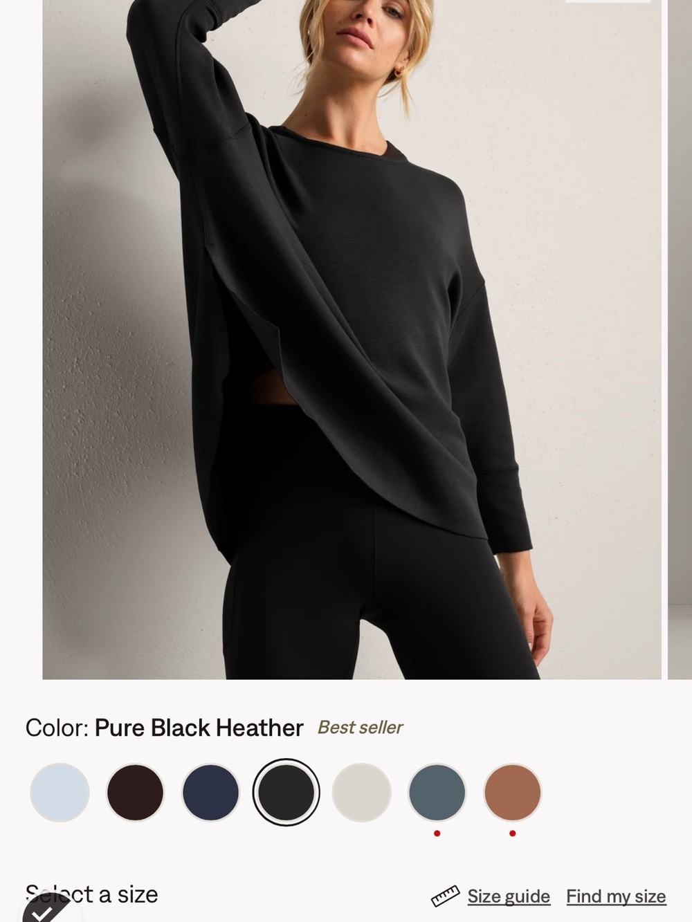 RHONE Pure Black Heather Relaxed Crew Sweatshirt